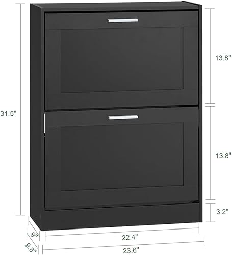 Miniatura 3 de Haotian FSR137-F, color marrón natural, 2 cajones, zapatero, zapatero, almacenamiento de zapatos, unidad organizadora