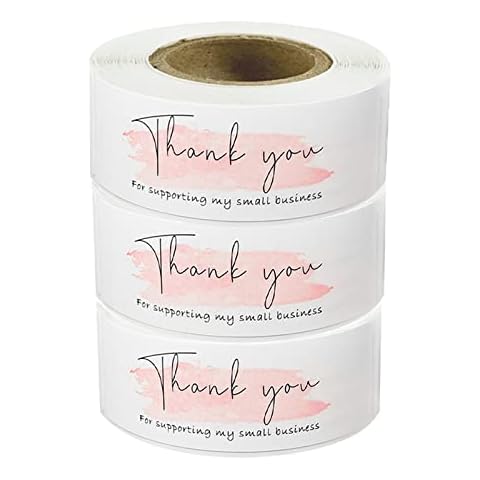3 Roll 1inch x 3inch Thank You for Supporting My Small Business Stickers, Pink Decorative Sealing Stickers for Delivery, Decoration, Gifts, Packaging, 120 Labels Per Roll Cover