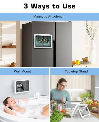 MoKo iPad Shower Holder Waterproof, 360° Rotatable Shower Tablet Holder for 11" iPad, Magnetic Tablet Mount for Fridge, Telescopic Arm, Anti-Fog Touch Screen, 3 Placement Modes, for Bathroom Kitchen by MoKo - Image 4