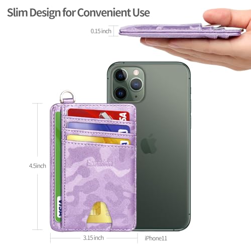 Image of Slim Minimalist Front Pocket Wallet, RFID Blocking Credit Card Holder Wallet with Detachable D-Shackle for Men Women