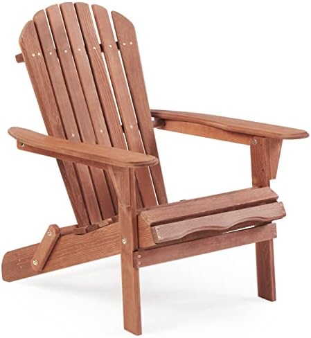 Folding Adirondack Chair Half Pre-Assembled, Outdoor Wood Patio Chair for Garden/Backyard/Firepit/Pool/Beach/Deck
