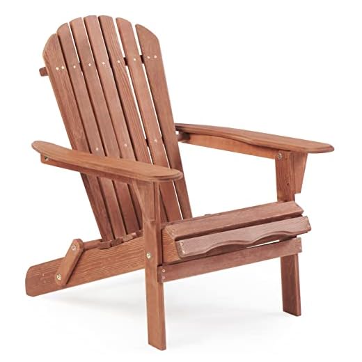 Folding Adirondack Chair Half Pre-Assembled, Outdoor Wood Patio Chair for Garden/Backyard/Firepit/Pool/Beach/Deck