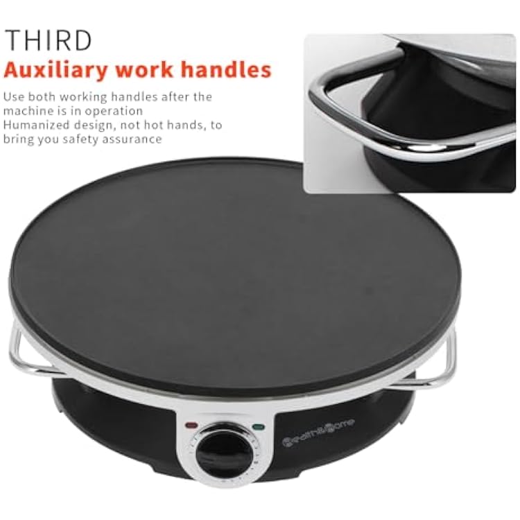 13 Inch Electric Crepe Maker crepes maker 1000W Round Crepe Maker Machine Stainless Steel Pancake Machine with 3 Temperature Control Knob Fast Heating Creperas crepes maker Creperas