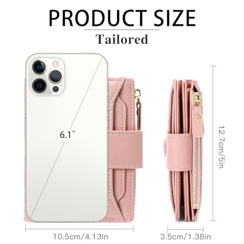 Image of RNIEGA Small Wallets for Women Leather Bifold Wallet Women RFID Blocking Purse Credit Card Holder with 15 Card Slots and ID Window Coin Pocket