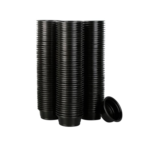 AUTSEEYS Plastic Gecko Feeding Cups 0.5 oz Small Terrarium Bowls Reptiles Food Water Feeder Ledge Cups for Lizars Bearded Dragon Snake Frogs (100Pack Black)