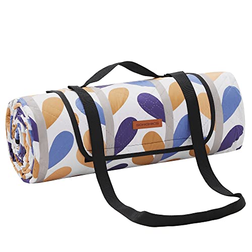 SONGMICS - Manta de pícnic, 300 x 200 cm, Gran Alfombra, para Camping, Parque, jardín, Playa, Repelente al Agua, Lavable a máquina, Plegable, diseño de Hoja GCM008U03