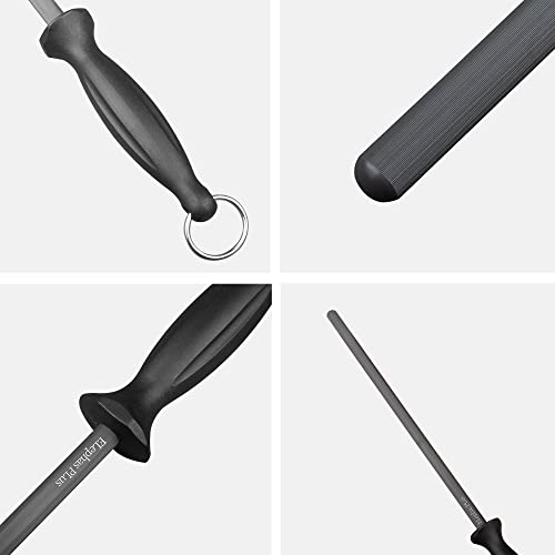 Knife Sharpening Steel Honing Rod, Premium Carbon Steel Knife Sharpener Stick,Daily Blunt Knife Repair,12Inch #TOP2