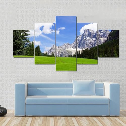 Poster mural 5 parties Dolomites Italie impression sur toile panoramique salon 200x100 cm