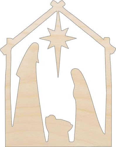 Nativity - Laser Cut Out Unfinished Wood Craft Shape XMS196 8" / 1/8" thick -  The Wood Shape Store