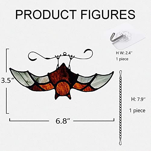 Boxcasa Bat Stained Glass Window Hangings, Bat Suncatcher Halloween Decoration,Bat Decor Hanging For Home, Office, Kitchen,Living Room #TOP6