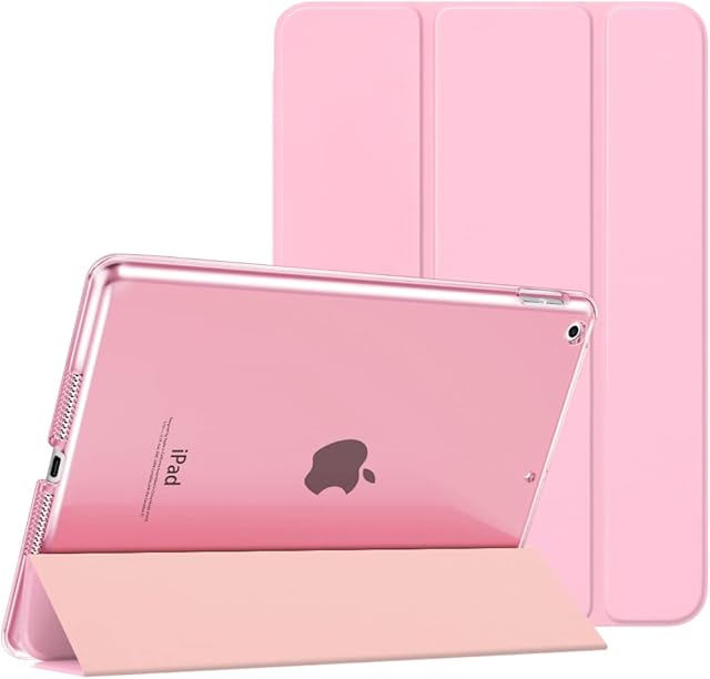 MoKo Case for iPad 10.2 iPad 9th Generation 2021/ iPad 8th Generation 2020/ iPad 7th Generation 2019, Slim Stand Hard Back Shell Smart Cover Case for iPad 10.2 inch, Auto Wake/Sleep, Flowers Pink