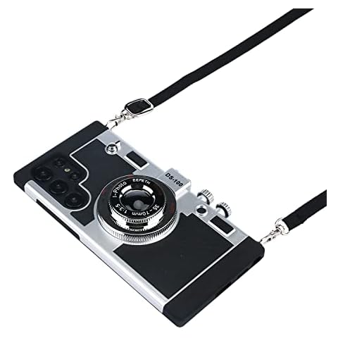 Awsaccy Emily in Paris Phone Case for Samsung Galaxy S23 Ultra 5G 6.8 Inch Camera Case Vintage Cover Cute 3D Cool Unique Design Silicone Case with Removable Neck Strap Lanyard for Girls Women Black Cover