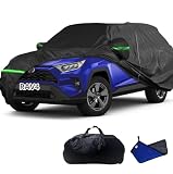 2026 Upgraded Car Cover for Toyota RAV4 LE XSE XLE Hybrid SE Sedan 1994-2025 2026, Waterproof Full Exterior Car Covers Windproof Snow Proof Rain Sun Hail Protection with Door Zipper & Inner Cotton