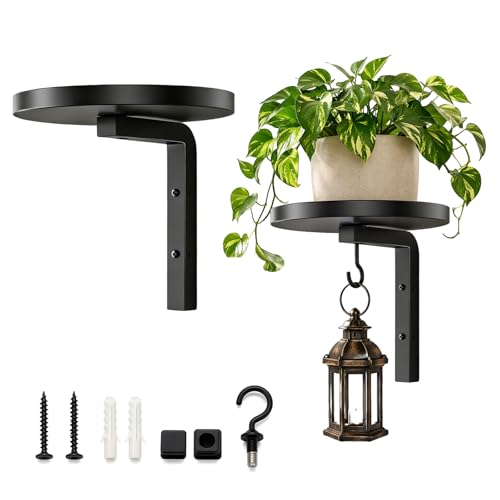 chituodian Soporte Plantas, Estanteria Plantas Metálico con Ganchos Soporte para Plantas Macetas Interior, 2 Unidades Soporte para Macetas, Ideal para Cocina Dormitorio Patio Jardín y Balcón