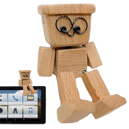 Vipomkowa Charmante Kleine Holzfigur, SchüTtelmann Auto, Die Mit 12 Magnetischen AusdrüCken Schwankt, Handgefertigte Actionfigur Als Auto-Ornament, Lustige Wackelkopf-Auto-Armaturenbrett-Dekors