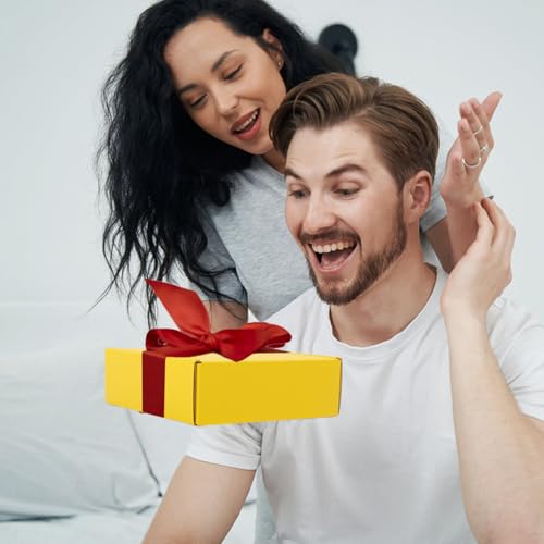 Image of Cardboard Boxes,15 Pack Shipping Boxes 6x6x2 Recyclable Mailing Boxes Colored Corrugated Cardboard Box Small Storage Boxes for Shipping, Mailing, Gifts Packaging (Yellow)