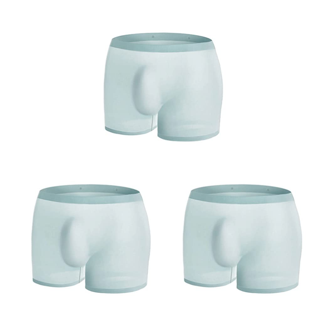 DSFEOIGY Men's Panties Boxers Seamless Men Underwear Ice Silk Men Underpants Transparent 3PCS (Color : Green, Size : 4XL code)