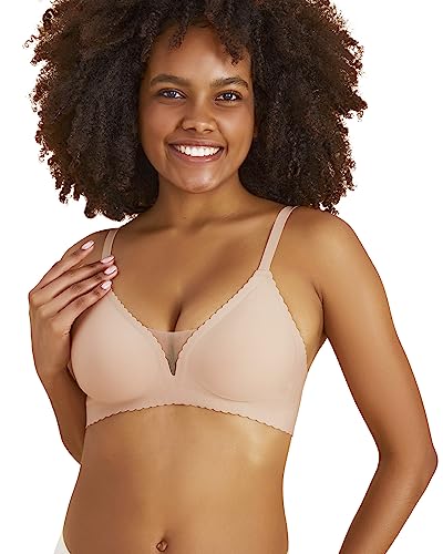 Niidor Seamless Wireless Bra Comfortable Bras For Women With Mesh V Neck Invisible Everyday Bra Thin Soft Breathable Wire-Free Bra Bralette(Beige,M) #TOP11