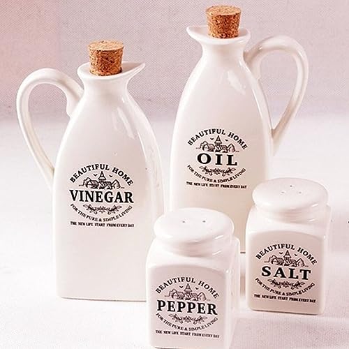 Luxshiny 4 Pcs Garrafa De Tempero De Cerâmica Dispensador De Azeite Branco Garrafa De Sal Dispensado