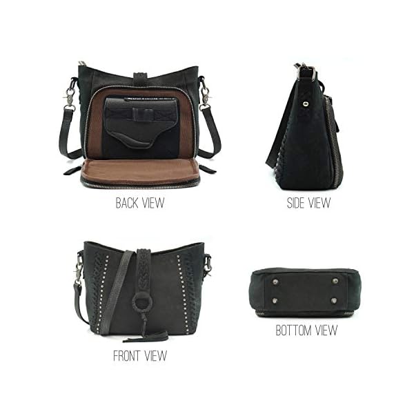 Genuine-Leather-Concealed-Carry-Hobo-Purse-For-Women-Studded-Cowhide-Ladies-Shoulder-Bag-With-Crossbody-Strap Montana West Hobo Purse Western Satchel Shoulder Bags for Women Genuine Leather Crossbody Handbags MWL-G001BK