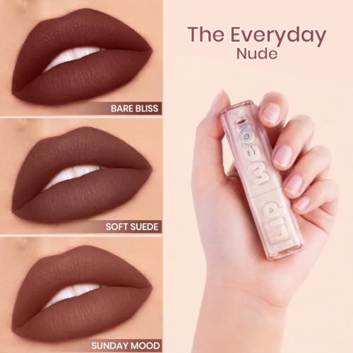 Image of Million Colors Lip Wear Creamy Matte Hydrating Lipstick Infused With Argan Oil, Shea Butter , Papaya Seed and Vitamin E| Highly Pigmented, Smudge-Proof and Creamy Matte Finish (The Everyday Nude, Pack of 3)