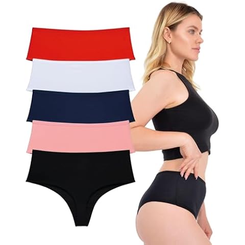 LadyMelex Women's High Waist Thong Multipack Pack of 5, Navy Color, XL Cover