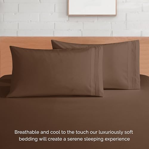Elegant Comfort Luxury 1500 Premium Hotel Quality Microfiber 4-Piece Sheet Set - Soft, All Around Elastic 18-24 Inches Deep Fitted Sheet - Extra Deep Pocket Sheets, California King, Taupe