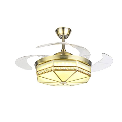 Ventilateur de plafond furtif LED en cristal pour salle à manger et chambre