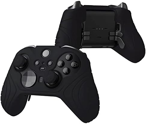 playvital Samurai Edition Anti Slip Silicone Case Cover for Xbox Elite Wireless Controller Series 2, Ergonomic Soft Rubber Skin Protector for Xbox Elite Series 2 with Thumb Grip Caps - Black
