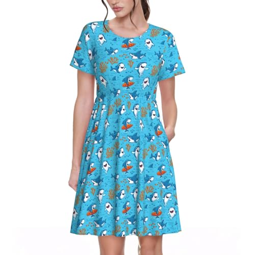 Robe d'été baleine légère contre la chaleur coupe ample femme