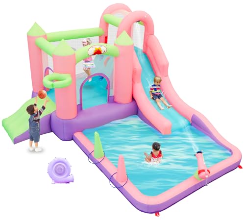 WELLFUNTIME Inflatable Water Slide and Water Park with Blower, 9 in 1 Bounce House Bouncy Castle for...