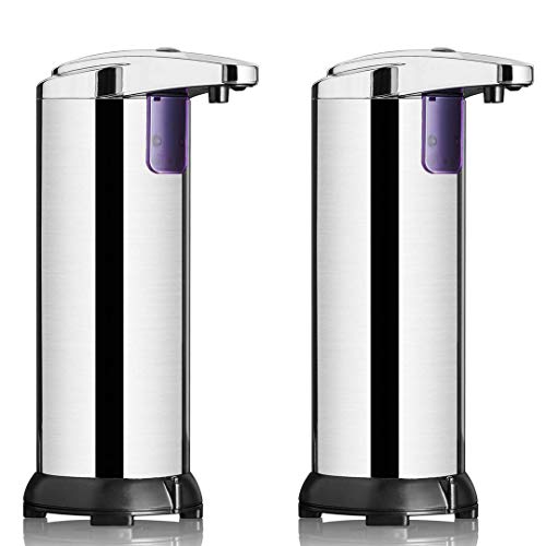 ClearMax Automatic Soap Dispenser, Premium Stainless Steel Auto Touchless Soap Dispenser w/Hands Free IR Infrared Motion Sensor, for Kitchen & Bathroom - 2 Pack (2nd Generation)