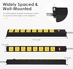 20 Amp Heavy Duty Power Strip, 8 Outlets 6FT 12AWG Extension Cord 6-20/T- Slot Plug 1200J Surge Protector with Switch, Wall Mount Metal Outlet for Industrial Shop Workbench Garage (5-15 Plug, 3FT)