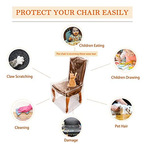 Aynineng YZT-FT Plastic Chair Covers For Dining Room With Backrests, Waterproof Clear Pvc Kitchen Chair Slipcovers Protectors Soft Thickened Full Coverage Chair Seat Covers thumb #1