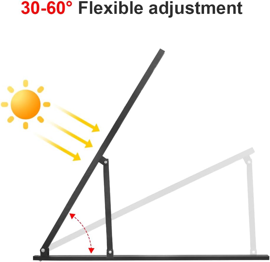 Dokio 50in Adjustable Solar Panel Mount Brackets, with Foldable Tilt Legs on Any Flat Surface for RV, Roof, Boat, Any Off-Grid Systems