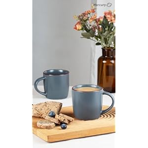 famiware Mercury Coffee Mugs 13 oz Coffee Mugs Set of 4 with Handle Cups for Latte Hot Tea Cappuccino Mocha Cocoa Charcoal