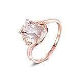 Beydodo Hochzeit Ringe Rosegold 750 Brillant Groß Morganit 1.95ct Eheringe Ringe Rosegold mit Diamant 58 (18.5)