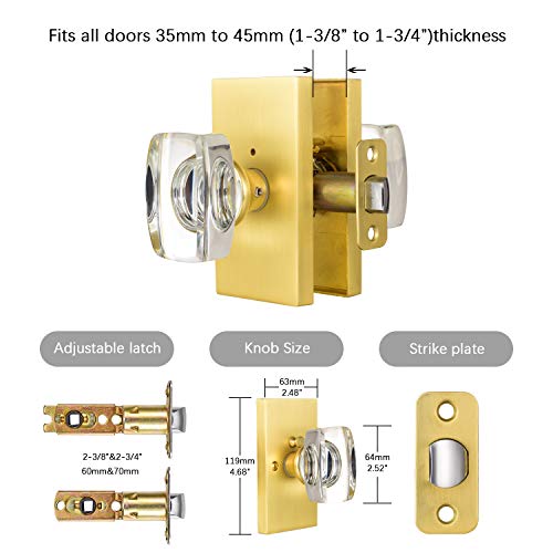 Hiemey Glass Door Knobs Interior With Lock, Crystal Gold Door Knobs For Bed/Bath, Privacy Door Knob Satin Brass, Bs-017 #TOP5