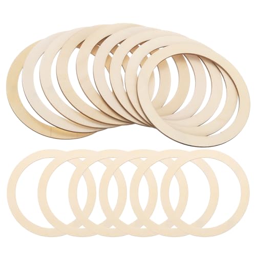 PATIKIL 125mm Holzringe für Bastelarbeiten, 20er Pack Naturholzringe unbehandelte Holzschleifen Kreisförmige Holzstücke für Weihnachtsschmuck Macrame DIY Basteln
