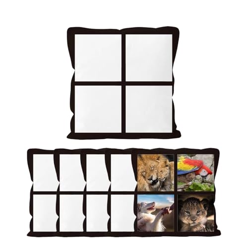 6pack Sublimation Short Plush PillowCases Blanks Short Plush Throw Pillow Covers Cushion Cover for Sublimation Sofa Couch DIY Pillow Case (No Pillow Insert (18*18inch-4 Panels Style Pillow Cover)