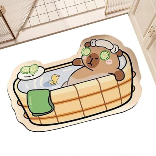 Tapis de bain en capybara absorbant en diatomite pour la douche - 5