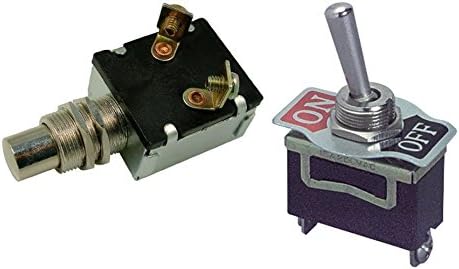 Heavy Duty Toggle Switch - SPST On/Off Type and Universal Push Button Starter Switch Ignition Starter Kit 2 Piece Bundle