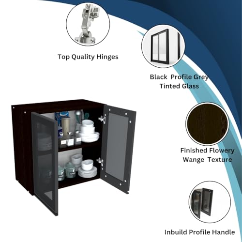 Image of SPECIALITY PANELS Multipurpose Cabinet with Modern Elegance Tinted Glass Wall Cabinet, Space Organizer for Office /Kitchen in (Flowery Wange, 2 Glass Shutter)