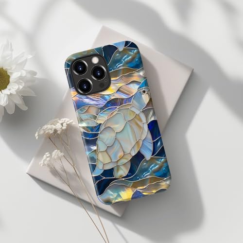Image of Goodon for iPhone 15 Pro Max Case Cute - Wireless Charging Compatible - Dual-Layer Hard Shell + Silicone Cover - Protective Phone Case with Trendy Designs for Women - Abstract Sea Turtle