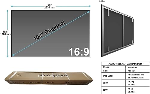 AWOL VISION 120" UST Projector Screen for Bright Day Light Using, 85% Ambient Light Rejecting (ALR) Fresnel Projector Screen for Ultra Short Throw Projector, Fixed Frame, Active 3D, HDR -D120 - Image 3