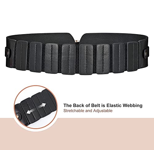 Image of PALAY Belt for Women Fashion PU Width Belts, Waist Belt for Women Metal Buckle Design Interlocking Buckle Vintage Brown Corset Belts for Blouse Blazer Dress (23-33 inches)