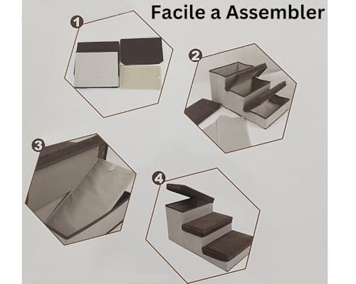 Escalier pour chien et chat pliable en mousse grise à 3 marches - 7