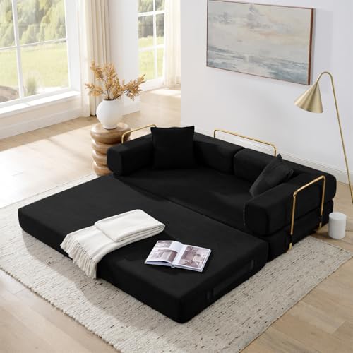 4-in-1 Folding Sofa Bed, 78" Boneless Couch, Corduroy Lounge