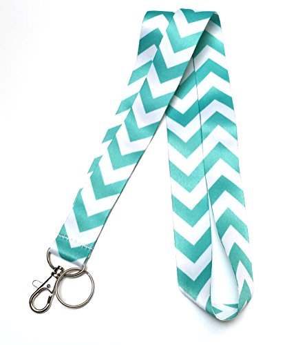 WigsPedia Chevron Neck LANYARDs Keychain for Key/ID Holder (Navy Dark Blue/White Chevron) … (Turquoise Teal/White Chevron)