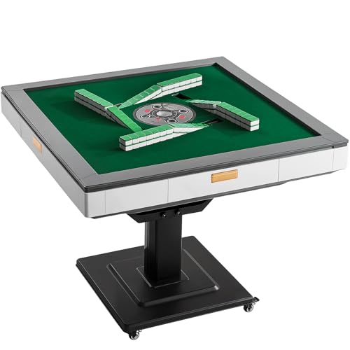 VEVOR Automatic Mahjong Table with Wheels, 2 Sets of 42 mm Tiles (152 Pcs), Roller Coaster Style Mahjong-Table, Foldable and Automatic Shuffler, for Home, Outdoor Leisure & Gifts for Mahjong Players